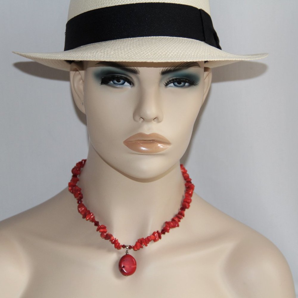 Sterling Silver Red Coral Necklace